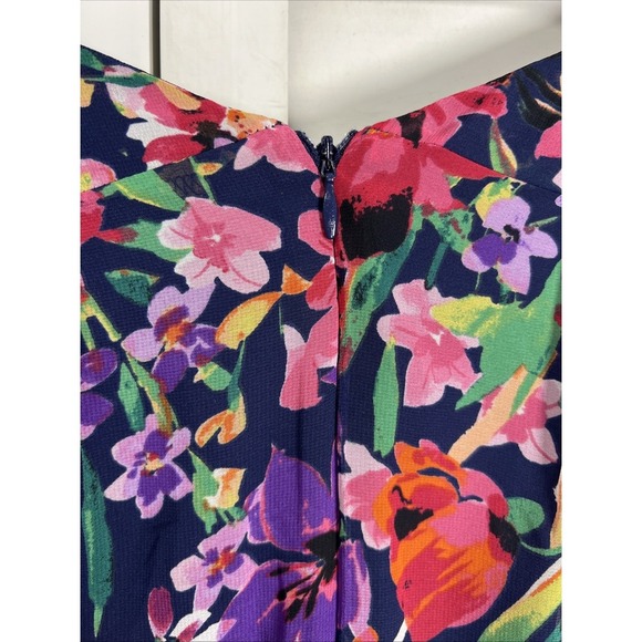 Eliza J Floral Flutter Sleeve V-Neck Ruffle Chiffon Dress Women's Size 6 - Picture 8 of 9